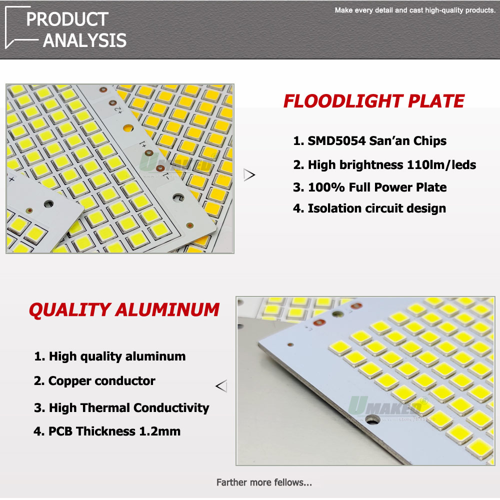1Pc LED PCB SMD5054 Đèn Pha Nh - đánh giá và giá Flood Tray Table